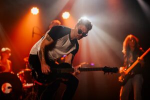 Rock band on stage, ahead of Praise the LOUD Fest at Sognage